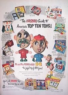 1954 Hasbro Toys Ad Mr Mrs Potato Head Play Sets