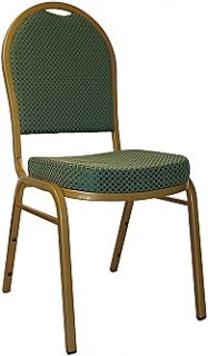 HERCULES Series Crown Back Green Stacking Banquet Chair with Gold