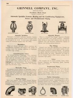 Grinnell Traps Valves Pipe Fitting Sprinkler Vintage Ad