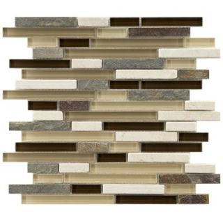 EliteTile Sierra 11 3/4 x 11 3/4 Glass and Stone Piano Mosaic in