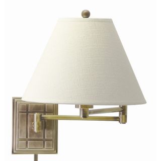 House of Troy 12 Swing Arm Wall Lamp in Antique Brass with Linen