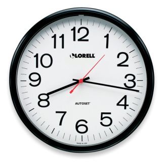 Wall Clock, 13 1/4, Arabic Numerals, White Dial/Black Frame