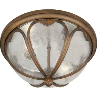 Forte Lighting 13Two Light Outdoor Flush Mount with Clear Seeded