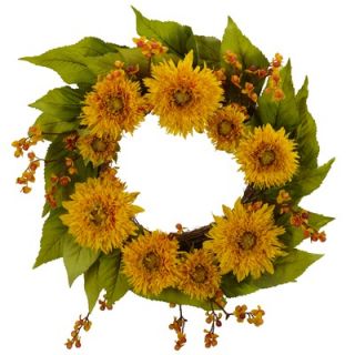 Nearly Natural 22 Golden Sunflower Wreath