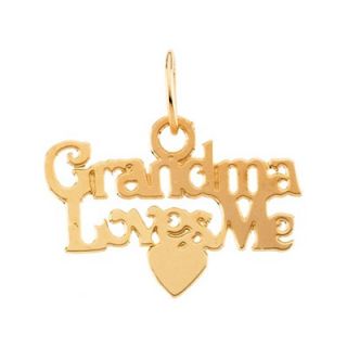 Jewelryweb 14k Child Grandma Loves Me Pendant15 In Chain 9.25x15mm