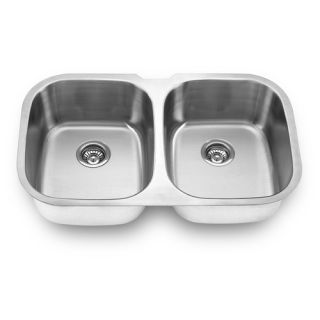 34.5 x 20.5 Stainless Steel Undermount Double Bowl Kitchen Sink