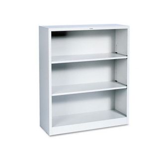 Metal Bookcase, 3 Shelves, 34 1/2w x 12 5/8d x 41h, Light Gray