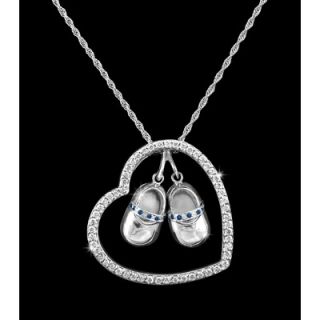 Heart n Sole 0.44 Carat Diamond and Blue Sapphire Necklace in 14k