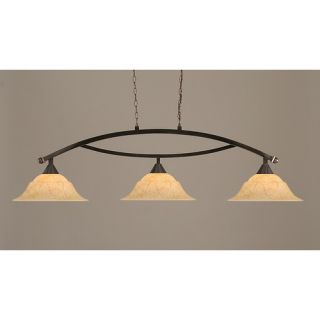 Toltec Lighting Billiard 3 Light Round Bar Pendant with Swirl Ends and