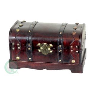 Quickway Imports Small Pirate Style Wooden Treasure Chest in Antique