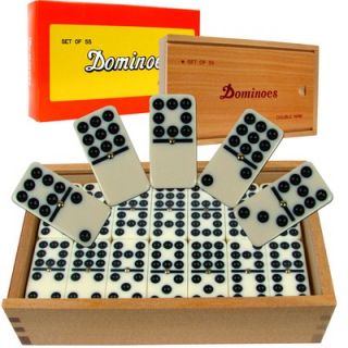 Trademark Global Premium Set of 55 Double Nine Dominoes with Wood Case
