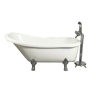 Aston Global 67 Acrylic Slipper Claw Foot Tub in White with Faucet