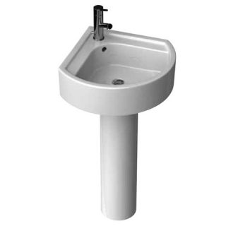 Solutions Medium Corner Bathroom Sink with Round Pedestal