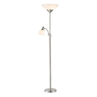 Adesso Piedmont Torchiere Floor Lamp with Reading Light in Steel