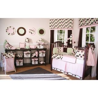 Minky Pink Chocolate Polka Dot Crib Bedding Collection