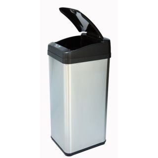 Square Extra Wide Opening Touchless Trash Can in Brushed Stainless