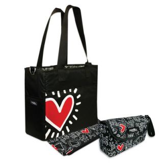 Bumkins Grande Diaper Bag and Clutch Set in Keith Haring Heart