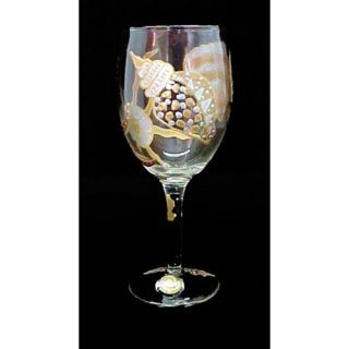 Sea Shell Shimmer Design Hand Painted Wine Glass