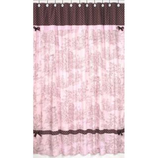 Pink and Brown French Toile and Polka Dot Shower Curtain