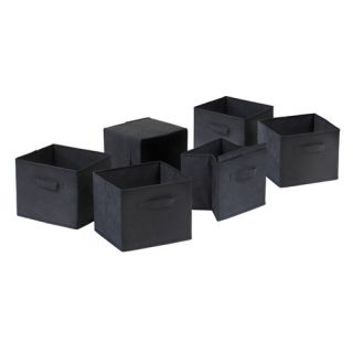 Capri Foldable Fabric Storage Baskets in Black (Set of 6)