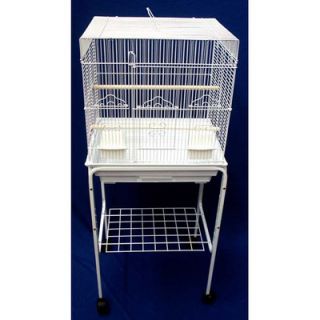 YML Square Top Small Bird Cage with Stand in White   5824_4814WHT