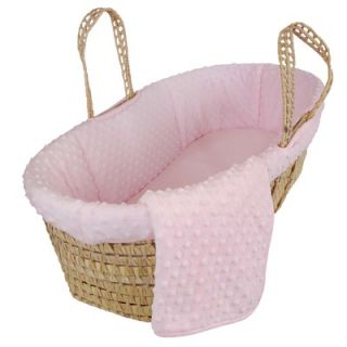 Tadpoles Tadpoles Dimple Velour Moses Basket Set in Pink   bmbbvl104