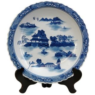 Oriental Furniture Landscape Decorative Plate in Ming Blue and White