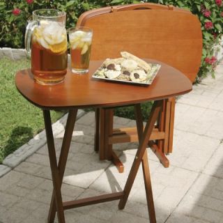 Lipper International Cherry Five Piece Snack Table Set in Cherry Stain
