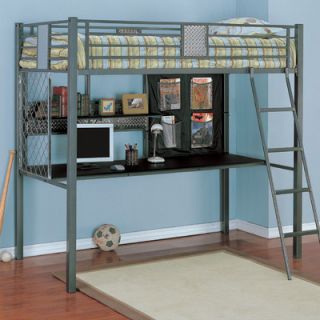  Bedroom Twin Study Bunk Bed with Desk and Built In Ladder   500 119
