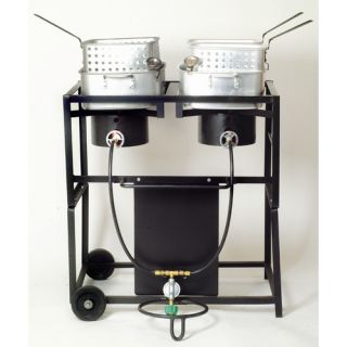 Two Burner Outdoor Cooking Cart Package with Two Rectangular Pots with
