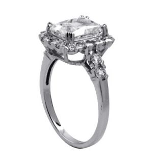 Palm Beach Jewelry Sterling Silver Octagon Shaped Cubic Zirconia Ring