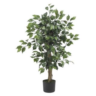 Deluxe 4 Artificial Potted Natural Ficus Tree in Dark Green