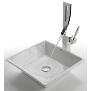 Kraus 16.5 Ceramic Square Vessel Sink in White