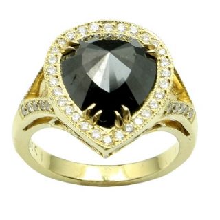 Evalue Jewelry 18k Yellow Gold Black and White Diamond Ring