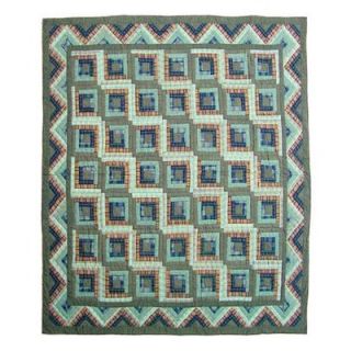 Patch Magic Green Log Cabin Twin Quilt