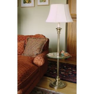 House of Troy Newport Floor Lamp in Antique Brass with Glass Table