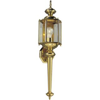 Hexagonal Brass Guard Incandescent Outdoor Lantern Torch in Polished