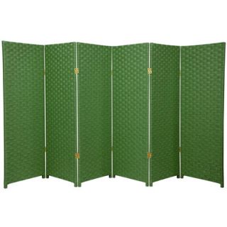 Oriental Furniture Woven Fiber 6 Panel Room Divider in Light Green