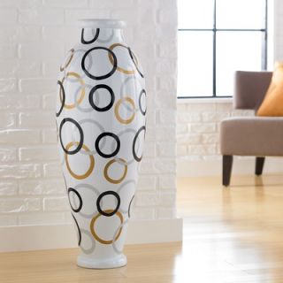 PoliVaz Modern Circles Round Floor Vase   DV CIR LL LG WTE