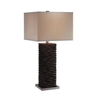 Lite Source Keani Table Lamp in Polished Steel and Dark Brown   LS