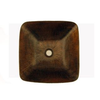 Premier Copper Products Square Hammered Copper Vessel Sink in Oil