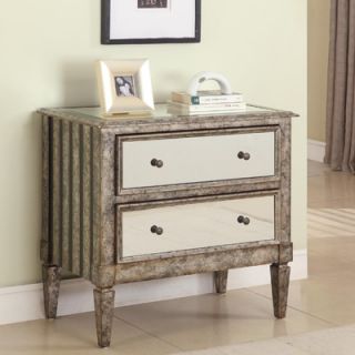 Powell 2 Drawer Mirrored Console in Antique Silver and Black Crackle