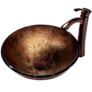 Vigo Liquid Copper Glass Vessel Sink and Bronze Faucet Set