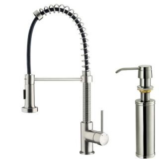 Vigo One Handle Single Hole Pull Out Spray Bar Faucet with Soap
