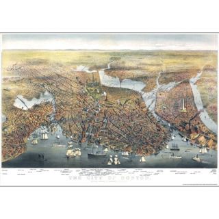 Boston 1873 Historical Print Mounted Wall Map