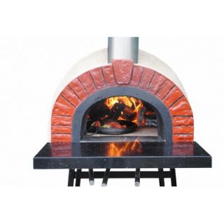 Rustic Cedar Outdoor Wood Fired Oven with Red Brick Arch   AD60 Wood