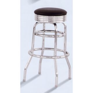 Retro Chrome Circle 30 H Backless Bar Stool