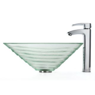 Kraus Alexandrite Clear Glass Vessel Sink and Visio Bathroom Faucet in