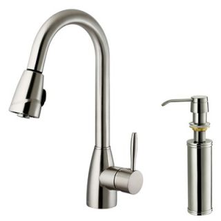 Vigo One Handle Single Hole Kitchen Faucet with Soap Dispenser and