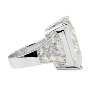 Palm Beach Jewelry Platinum/Silver Emerald Cut Cubic Zirconia Ring